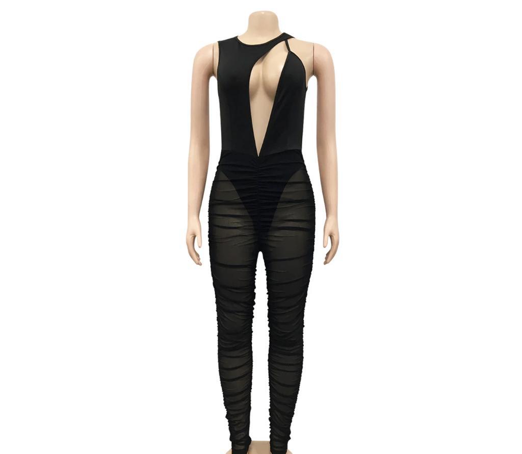 Black Mesh Jumpsuit